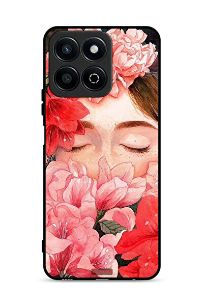 Tolwak غطاء حماية لهاتف Honor Play 60 Plus 5G، وجه فتاة مختبئة في فن الزهور