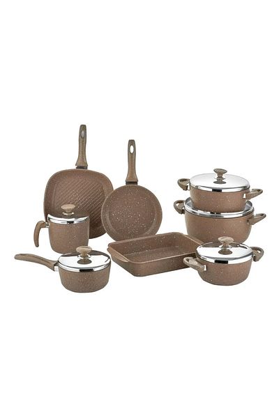 SAFLON Granite Cookware Set, Consisting Of 13 Pieces.. Brown