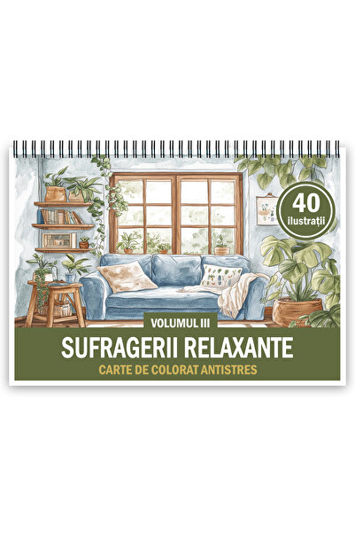 Legendary Gifts Carte de colorat antistres, 40 de imagini Sufragerii relaxant...