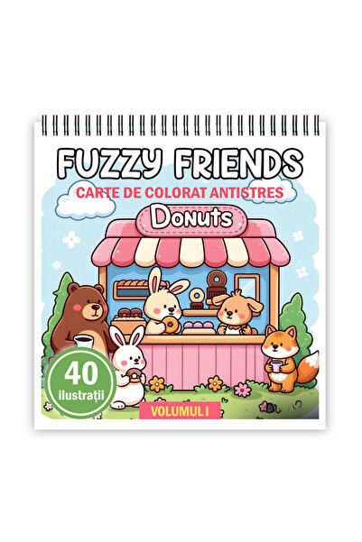 Legendary Gifts Carte de colorat antistres, 40 de imagini Fuzzy Friends - Volumul I, 86 pagini