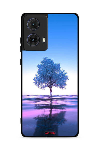 Tolwak غطاء حماية لهاتف موتورولا موتو جي 85 5 جي، شجرة نيون، انعكاس مائي، فن ...