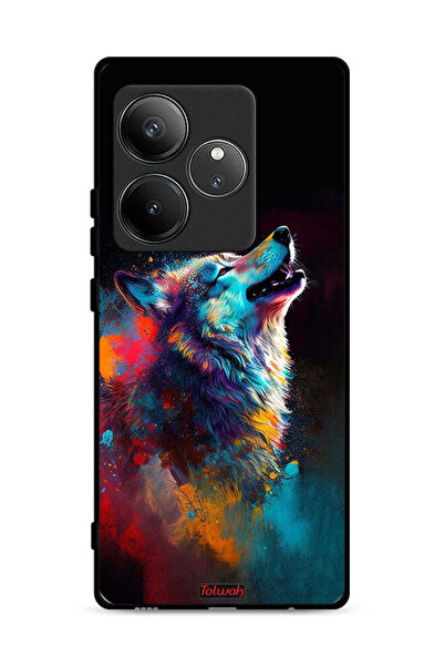 Tolwak غطاء حماية لهاتف Realme GT 6T 5G بتصميم ذئب ملون