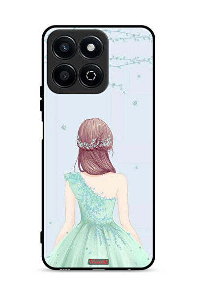 Tolwak غطاء حماية لهاتف Honor Play 60 Plus 5G، فتاة لطيفة ترتدي فستانًا مزهرًا
