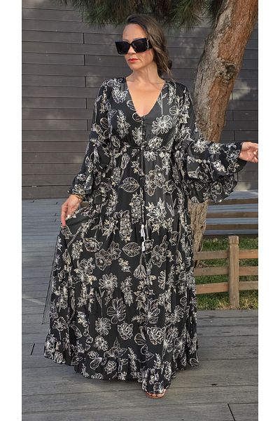 Park Moda Indian Silk Dress Leafy Floral Pattern