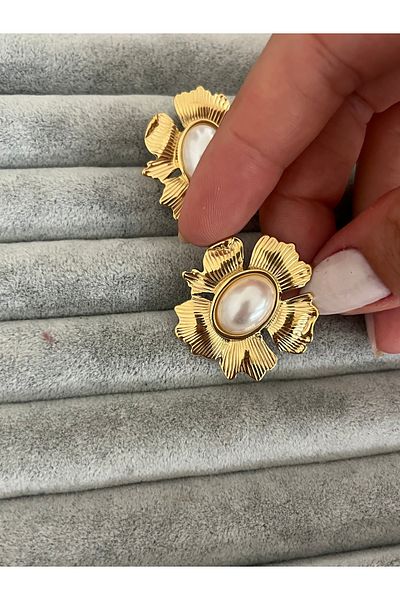 Hoop jewelery Steel Pearl Vintage Model Earrings