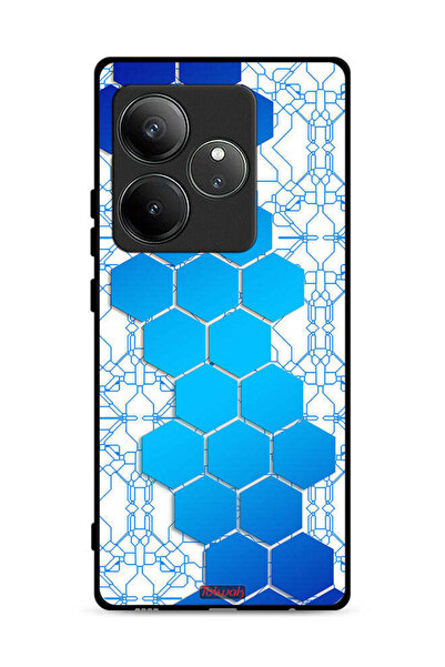 Tolwak غطاء حماية لهاتف Realme GT 6 5G بنمط شبكة أيقونات سداسية الأضلاع