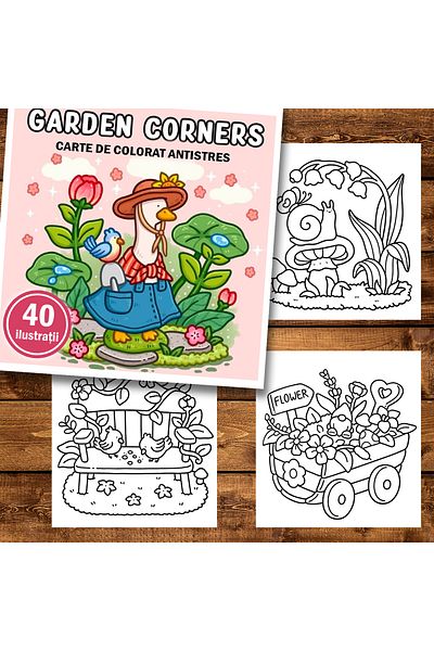 Legendary Gifts Mini coloring book, 40 Garden Corners illustrations, 86 pages