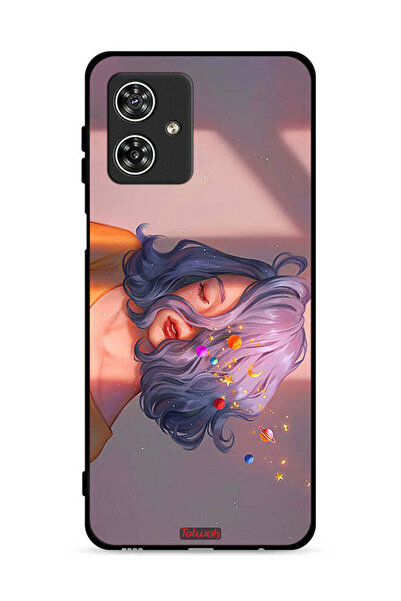 Tolwak غطاء حماية لهاتف موتورولا موتو جي 54 5G برسومات فتاة وفضاء