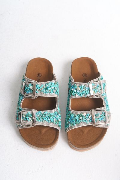 Mini Angel Double Buckle Stone Decoration Slippers Stylish and Casual Stone Slippers Comfortable Slippers
