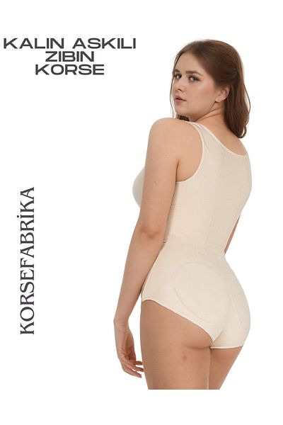 KORSEFABRİKA Thick Strap Snap Fastener Slimming Recovery Bodysuit Corset