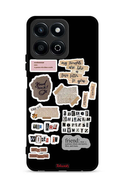 Tolwak غطاء حماية لهاتف Honor Play 60 Plus 5G، ملصقات اقتباسات الحظ السعيد