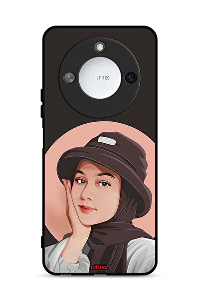 Tolwak غطاء حماية لهاتف Honor X60 5G برسومات فنية لطيفة لفتاة قبعة