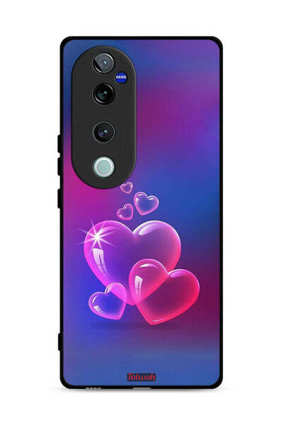 Tolwak غطاء حماية لهاتف Vivo V40 Pro 5G بنقشة قلوب مائية