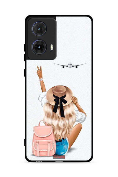 Tolwak غطاء حماية لهاتف موتورولا موتو جي 85 5G - فتاة تحب السفر