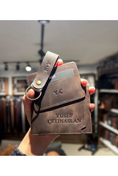 SANATE COLLECTION Hakiki Deri Erkek Cüzdan Seti - İsim Yazılı, Kişiye Özel Ka...