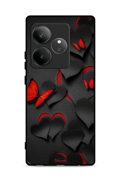 Tolwak غطاء حماية لهاتف Realme GT 6 5G بنقشة قلوب وفراشات