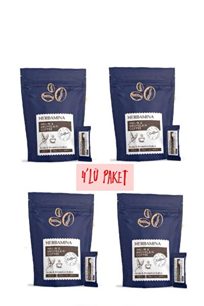 Herbamina 4 PAKET Inülin Ve Bromelain Coffee - 90gr