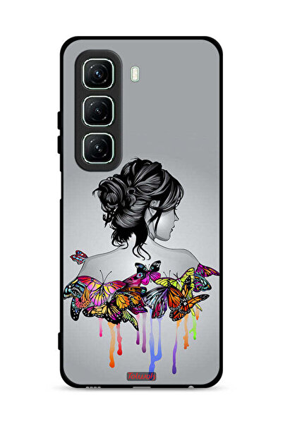 Tolwak غطاء حماية لهاتف Infinix Hot 50 5G برسومات فراشات وفتاة فنية تجريدية