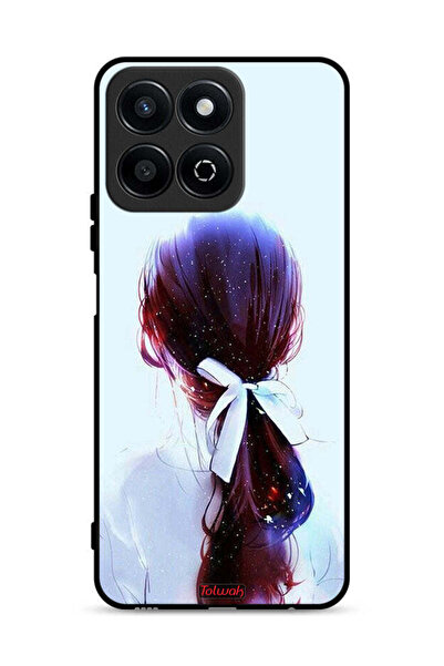 Tolwak غطاء حماية لهاتف Honor Play 60 Plus 5G مع ربطة شعر وفن فتاة مع رباط شعر