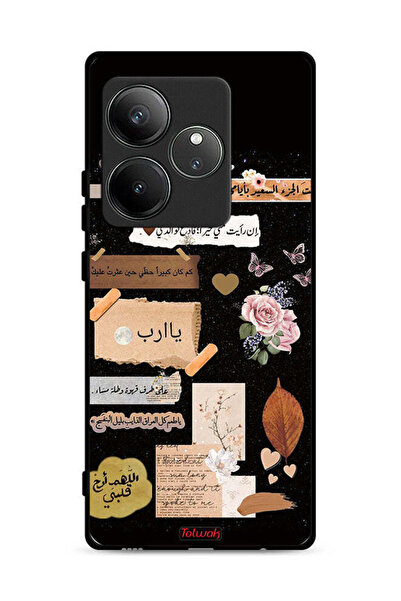 Tolwak غطاء حماية لهاتف Realme GT Neo6 5G برسومات اقتباسات وزهور عربية