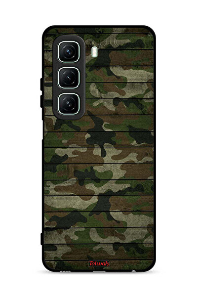 Tolwak غطاء حماية لهاتف Infinix Hot 50 5G بنمط خشبي مموه