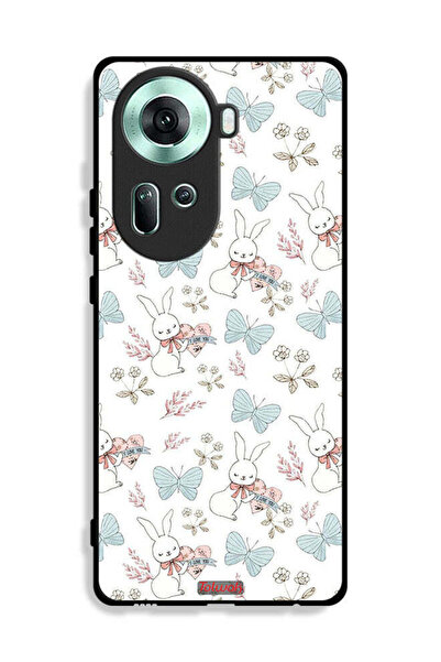 Tolwak غطاء حماية لهاتف Oppo Reno11 5G بتصميم أرنب وفراشات