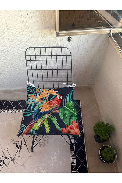 yok yok evim eve dair her şey 9 Puntal Tropical Patterned Fluffy Living Room Balcony Garden Kitchen Chair Cushion