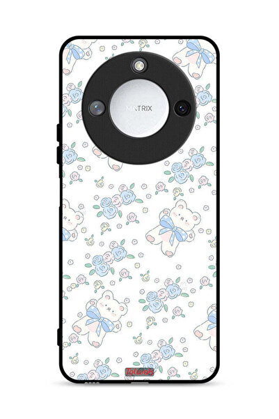 Tolwak غطاء حماية لهاتف Honor X60 5G برسومات دب تيدي لطيف وزهور