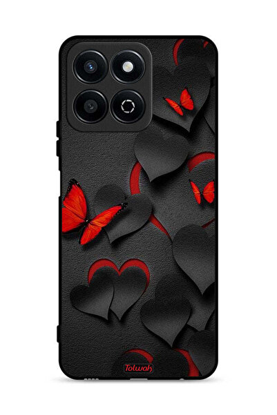 Tolwak غطاء حماية لهاتف Honor Play 60 Plus 5G بنقشة قلوب وفراشات