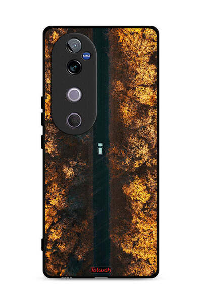 Tolwak غطاء حماية لهاتف Vivo V40 5G بتصميم طريق في أشجار الخريف