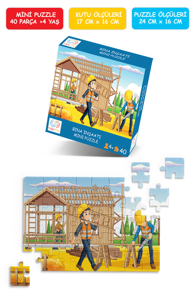 Çılgın Zeka Bina İnşaatı Mini Puzzle 40 Parça 3-7 Yaş Çocuk Puzzle Yapboz