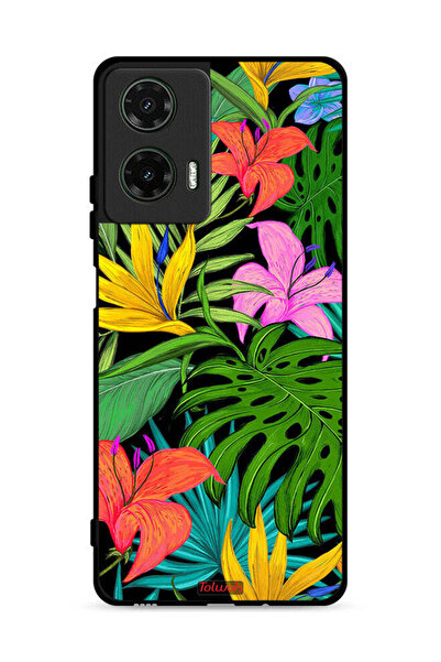 Tolwak غطاء حماية لهاتف موتورولا موتو جي 35 5G بنقشة زهور استوائية وأوراق شجر