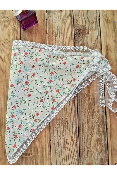 Mufincollection Self-Tie Cotton Hair Bandana – Stylish Design with Lace
