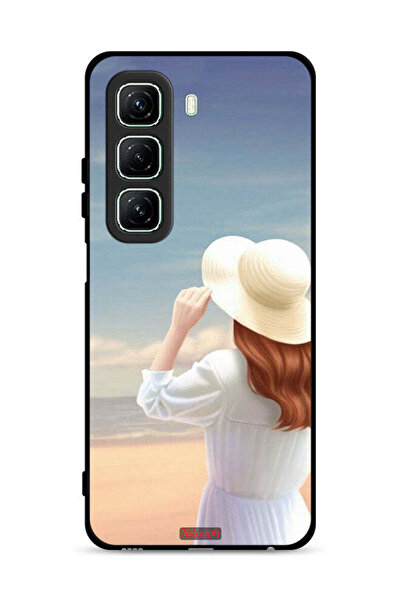 Tolwak غطاء حماية لهاتف Infinix Hot 50 5G بطبعة قبعة فتاة واقفة