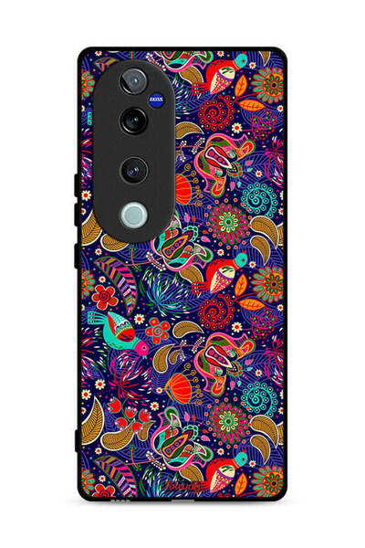 Tolwak غطاء حماية لهاتف Vivo V40 Pro 5G بنقشة أوراق طيور وزهور ملونة