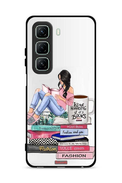 Tolwak غطاء حماية لهاتف Infinix Hot 50 5G، تصميم فتاة وكتب أزياء فنية
