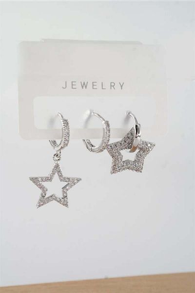 By Zeyna Aksesuar Women's Vip Series Baguette Zircon Stone Mixed Figure 3-Piece Earrings Zrk00562