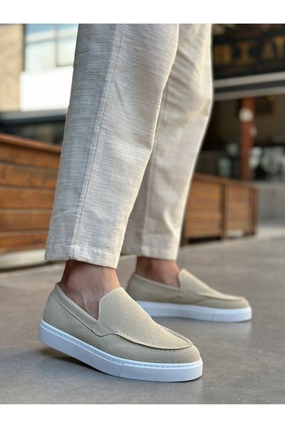 BOA Ba0241 Laceless High Sole Beige Suede Men's Shoes
