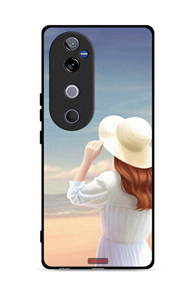 Tolwak غطاء حماية لهاتف Vivo V40 5G بنقشة قبعة فتاة واقفة