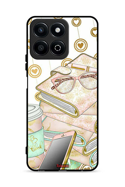 Tolwak غطاء حماية لهاتف Honor Play 60 Plus 5G بتصميم نظارات على الكتب