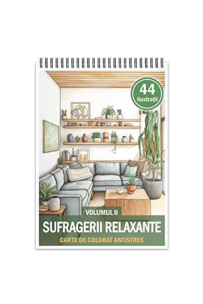 Legendary Gifts Carte de colorat antistres, 44 de imagini, Camere de zi relax...