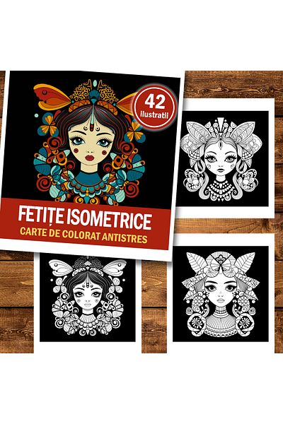 Legendary Gifts Mini coloring book for relaxation and anti-stress, 42 illustrations of isometric girls, 90 pages