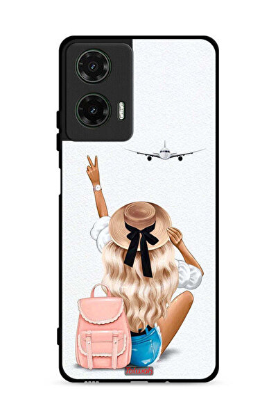 Tolwak غطاء حماية لهاتف موتورولا موتو جي 35 5G - فتاة تحب السفر