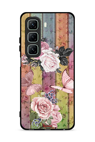 Tolwak غطاء حماية لهاتف Infinix Hot 50 5G بنقشة فراشات الخوخ والورود