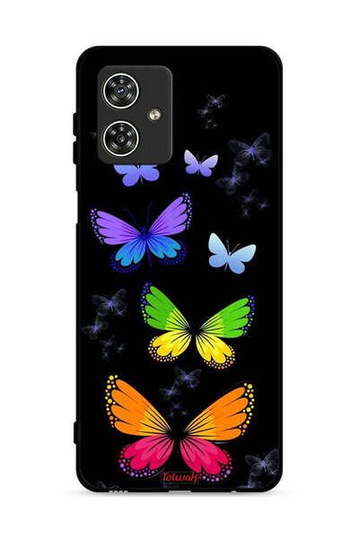 Tolwak غطاء حماية لهاتف موتورولا موتو جي 54 5G بنقشة فراشات ملونة