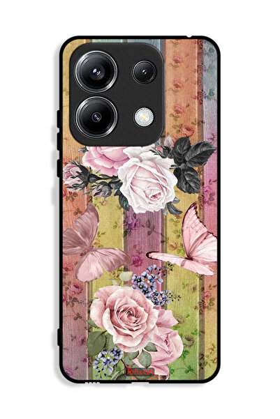 Tolwak غطاء حماية لهاتف شاومي بوكو M6 برو 4G بنقشة فراشات الخوخ والورود