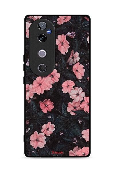 Tolwak غطاء حماية لهاتف Vivo V40 5G - لون الخوخ والورود الصغيرة