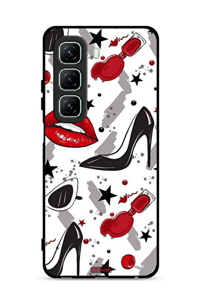 Tolwak غطاء حماية لهاتف Infinix Hot 50 5G برسومات أحمر شفاه وحذاء