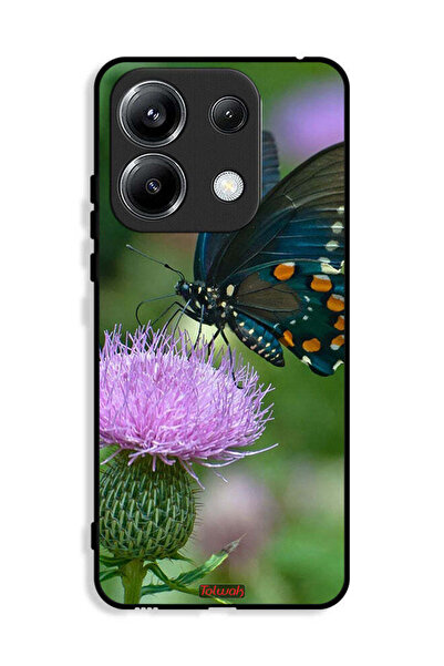 Tolwak غطاء حماية لهاتف Xiaomi Poco M6 Pro 4G بتصميم فراشة على زهرة