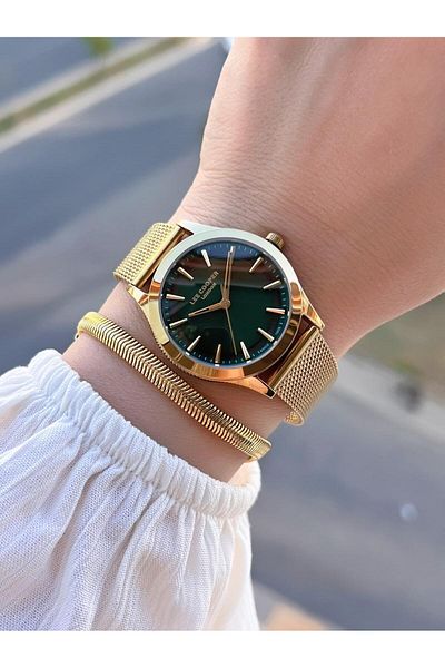 Lee Cooper Women's Wristwatch with Straw Steel Cord 3 Atm Water Resistant 2 Years Warranty Blc08156.170
